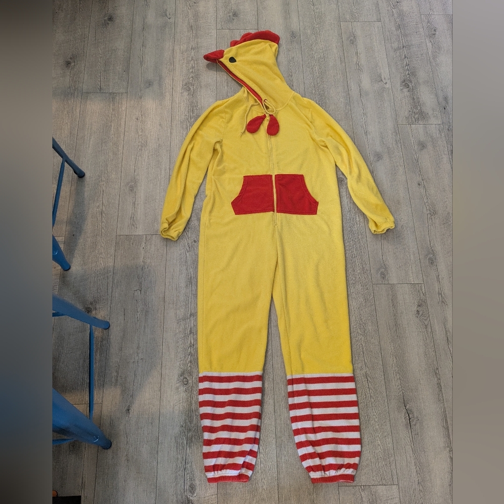 Yellow Chicken Onesie with Red Accents